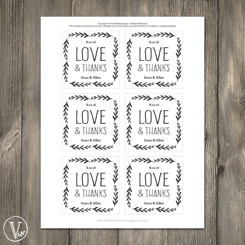 rustic wedding favor tags printable favor tag template kraft etsy