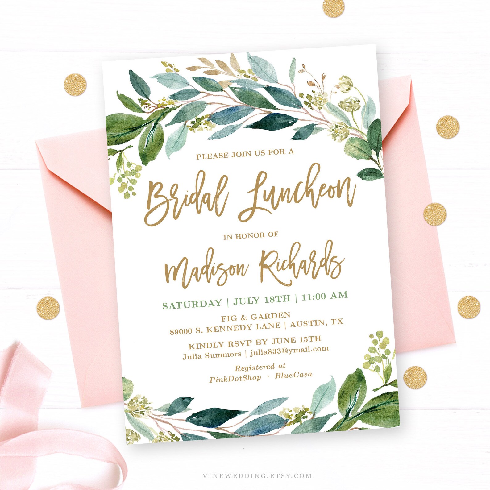 Bridal Luncheon Invitation Template Editable Printable - Etsy