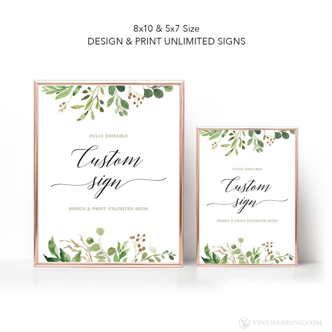 Custom Wedding Sign Templates, Create Your Own Custom Signs, 8x10 and ...