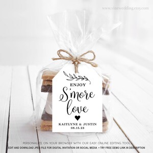 Enjoy S'more Love Favor Tags, Printable Wedding Favor Tag Template ...