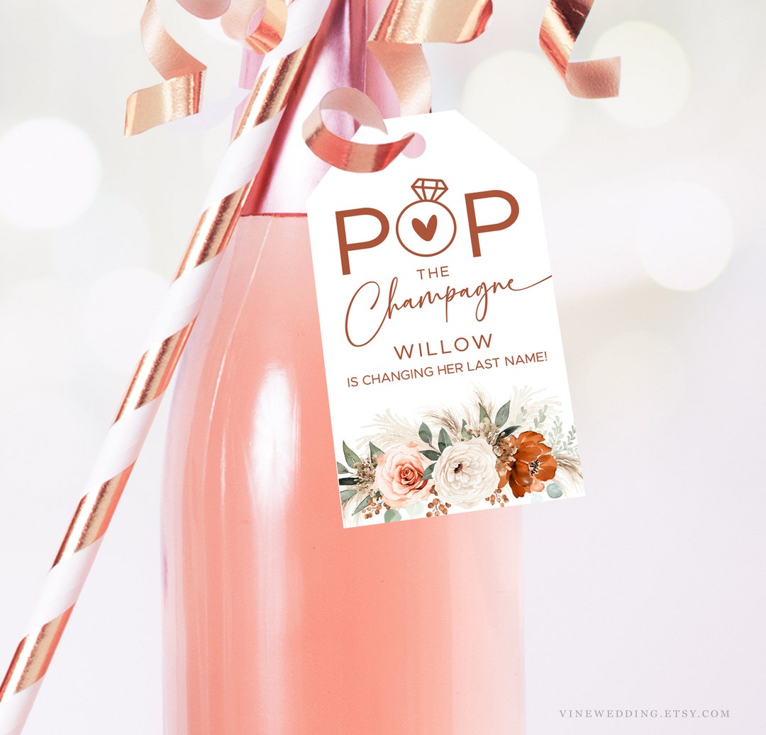 Bridal Shower Favor Tags Template, Pop the Champagne, Editable Favor ...