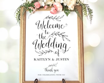 Wedding Welcome Sign Template, Editable Wedding Welcome Sign, Large Wedding Sign, 24x36, 18x24, Editable Names, VW01