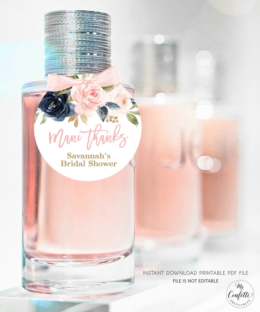 Mani-thanks Bridal Shower Favor Tags, Printable Bridal Shower Favor Tag ...