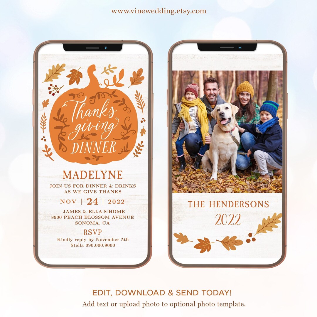 Digital Thanksgiving Invitation Textable Thanksgiving Dinner Etsy