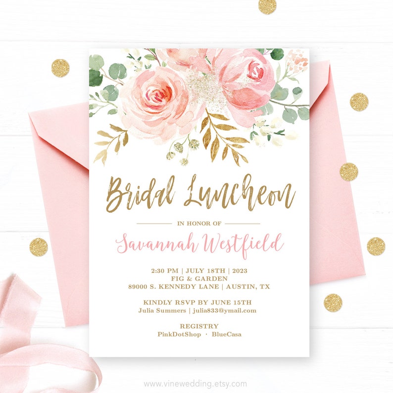 Bridal Luncheon Invitation Template Editable Printable Etsy