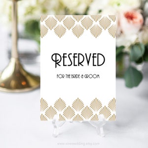 Art Deco Wedding Table Numbers, Editable Wedding Table Number Template, Art Deco, Gold, Gatsby, Shell, 5x7 and 4x6 sizes, VW46 Bild 2