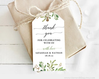 Wedding Favor Tags, Editable, Printable Wedding Favor Tag Template, Wedding Favor Tags, Rustic Greenery, VWC86