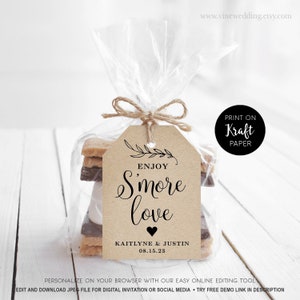 Enjoy S'more Love Favor Tags, Printable Wedding Favor Tag Template ...