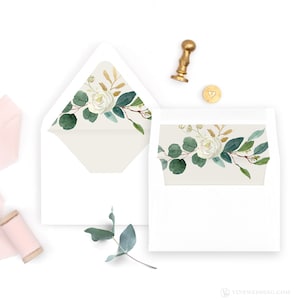 Modern Greenery Envelope Liners, Printable Envelope Liners, 10 Sizes, Euro Flap, Square Flap, A7, A6, A2, A1 or 4-Bar, VWT10