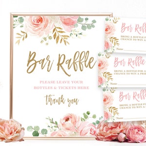 Bridal Shower Bar Raffle Sign and Raffle Tickets, Printable Bar Raffle ...