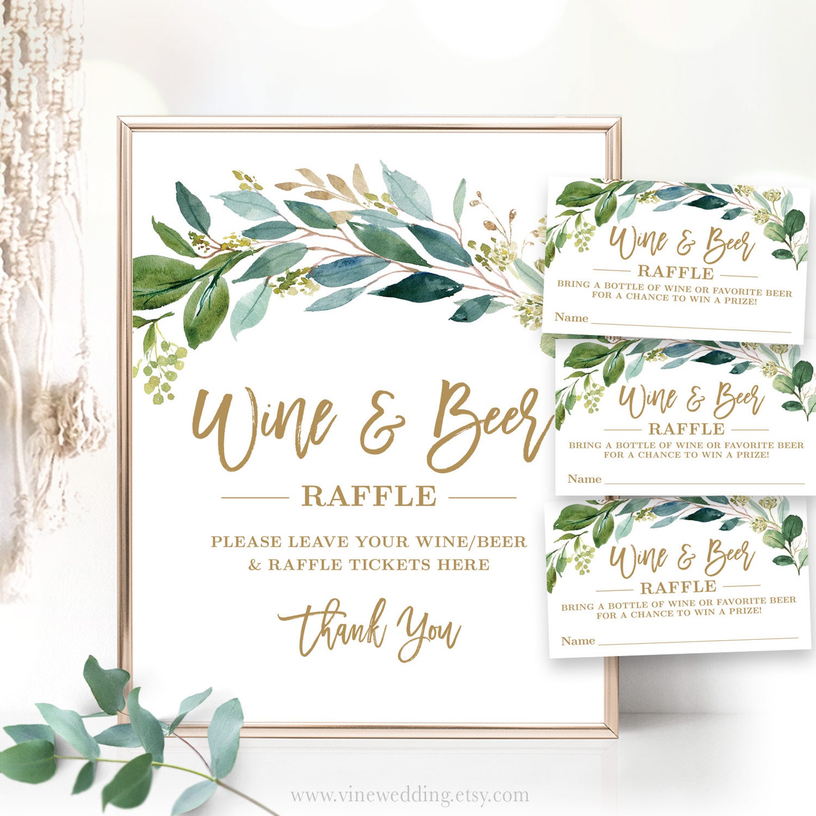Rustic Raffle Sign Wine & Beer Raffle Sign and Tickets, Printable Game Sign and Answer ...