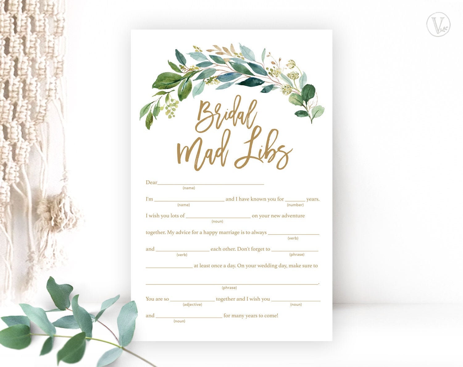 Bridal Shower Game Mad Libs Game Printable Bridal Party Etsy