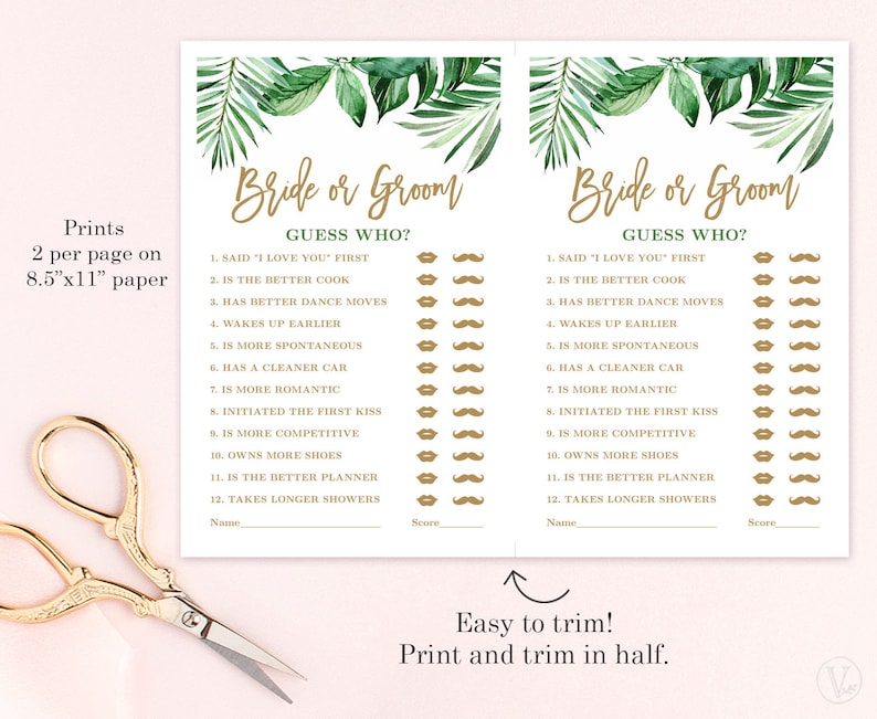 Guess Who Bride or Groom Game Printable Bridal Shower Game - Etsy