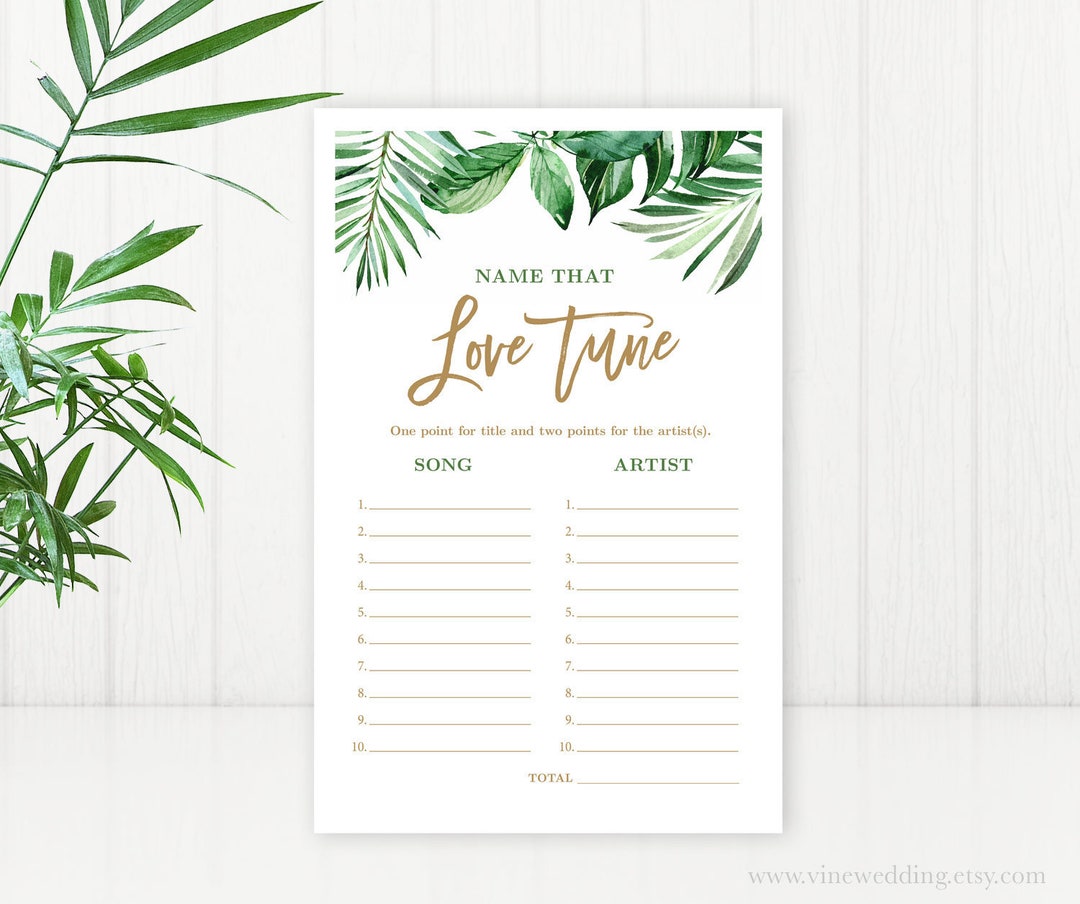 Bridal Shower Game, Name That Love Tune, Printable Bridal Party Games ...