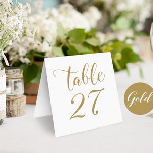 Gold Wedding Table Numbers 1–40 , Tented Table Numbers, Printable Wedding Table Numbers, INSTANT DOWNLOAD, 5x5 Folded, TN04GOLD