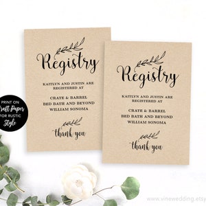 Gift Registery Card Template, Printable Wedding Registry Card, Editable ...