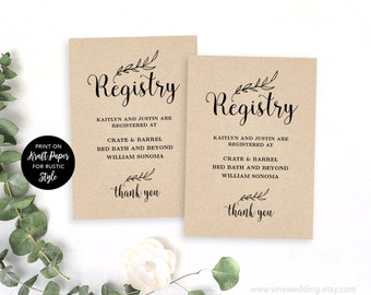Gift Registery Card Template, Printable Wedding Registry Card, Editable Text, Vintage Wedding, VW01