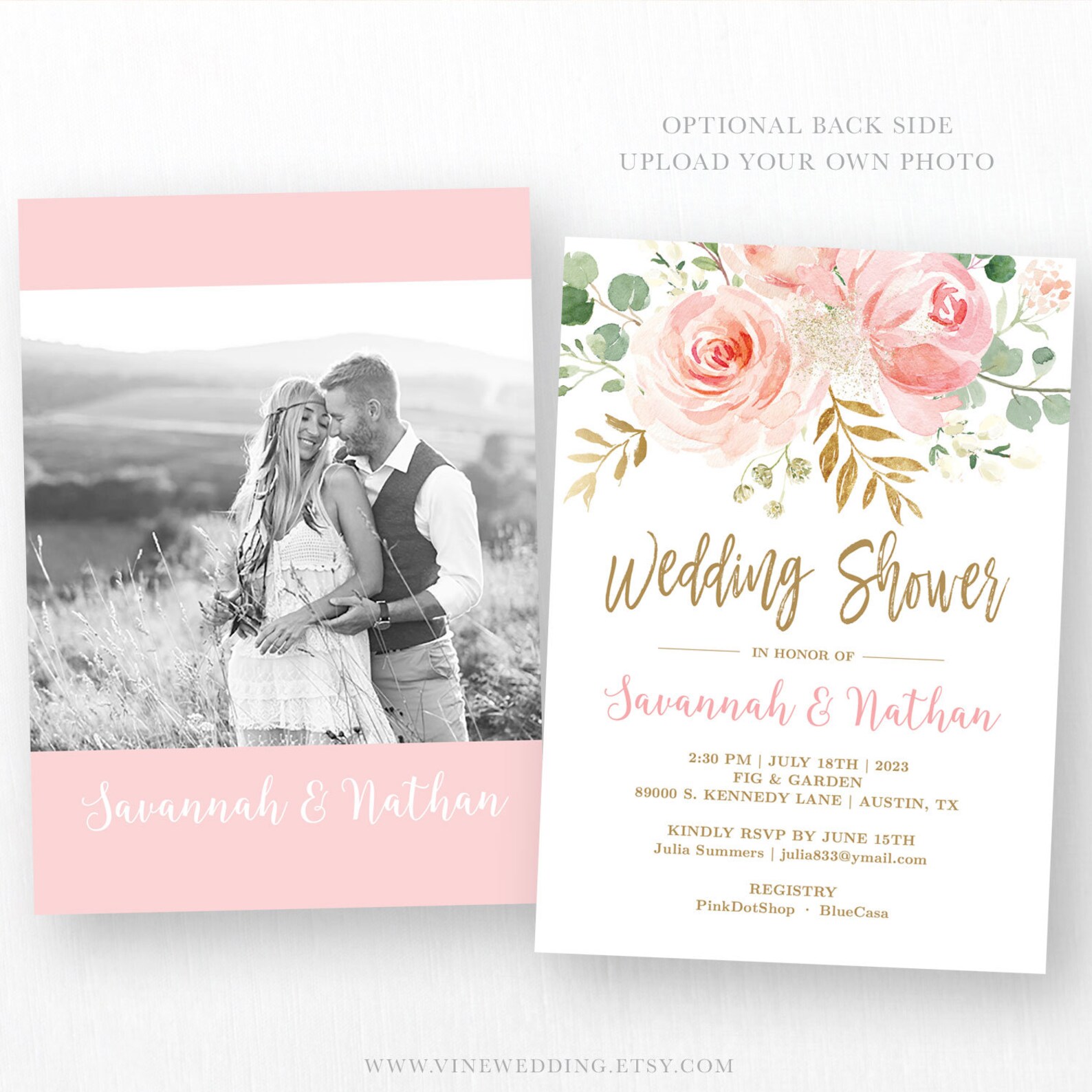 Wedding Shower Invitation Template Editable Printable Etsy