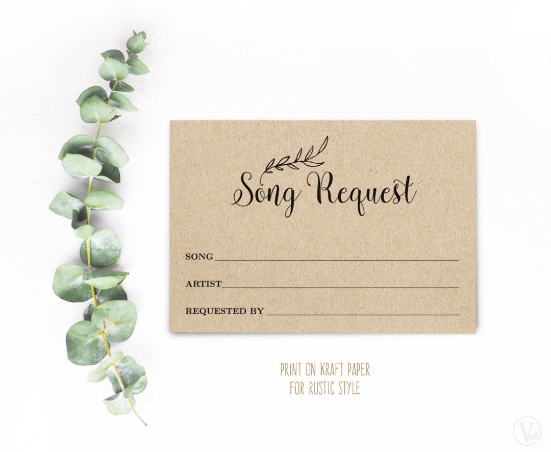 Printable Song Request Card Wedding Song Request Card DIY Etsy