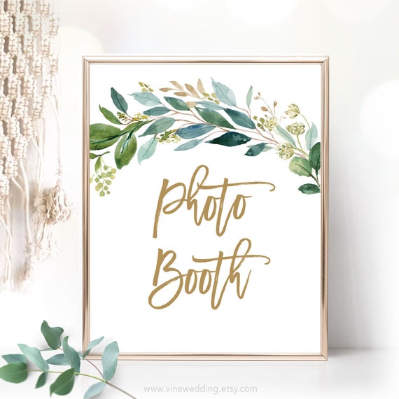 Printable Photo Booth Sign Greenery Bridal Shower Photo Booth - Etsy