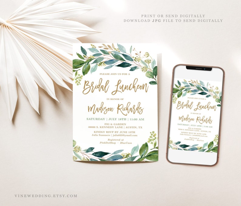 Bridal Luncheon Invitation Template Editable Printable - Etsy