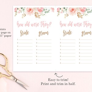 How Old Were They? How Old Was the Bride and Groom, Printable Sign ...