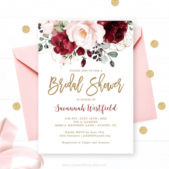 Bridal Shower Invitation Template Editable Printable Bridal - Etsy
