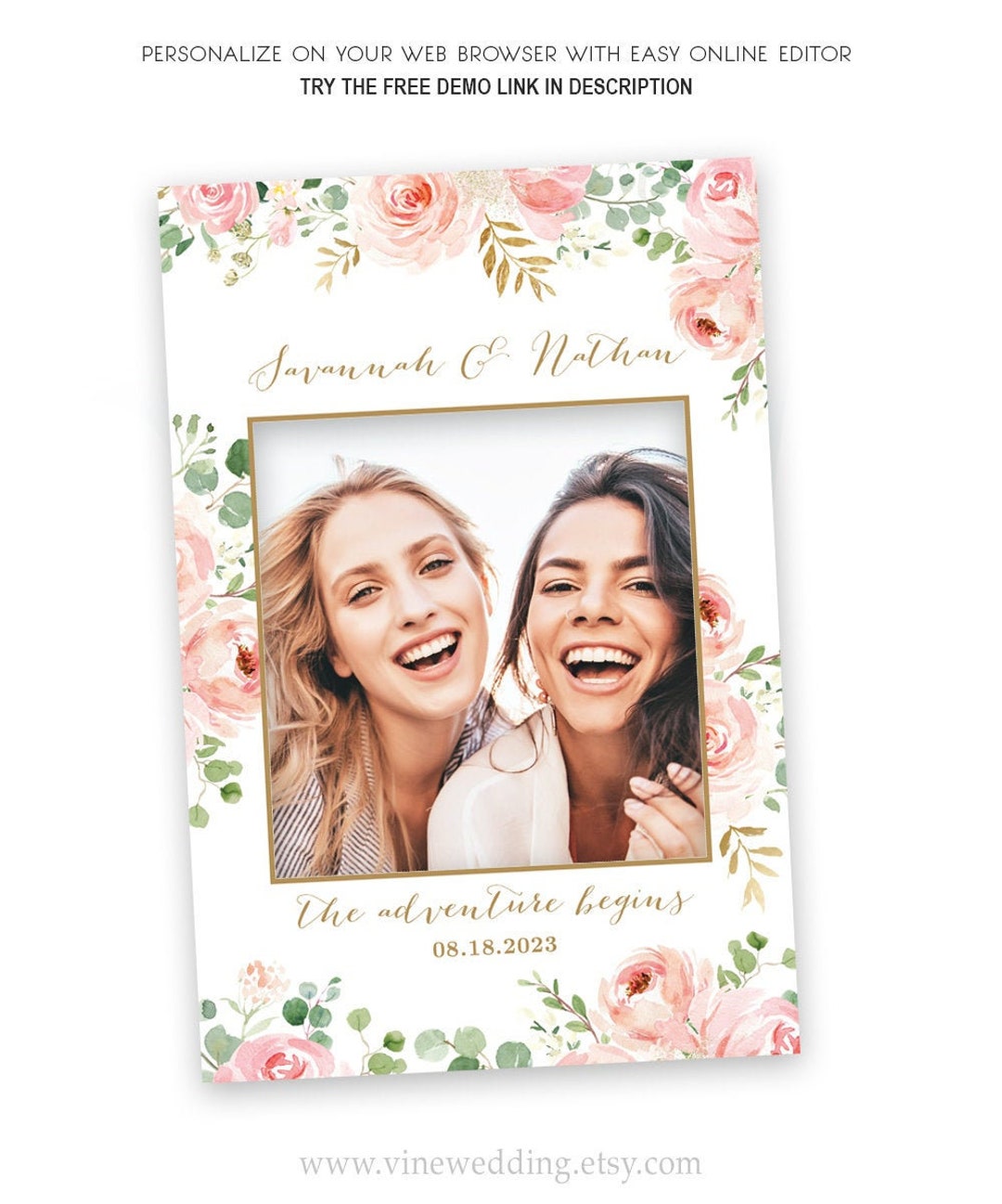 Wedding Photo Prop Frame, Printable Wedding Photo Frame Prop Template