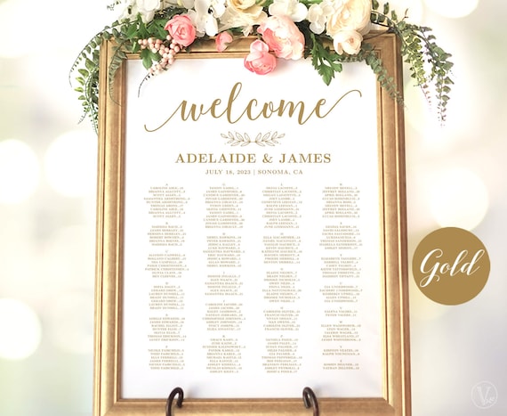 Gold Wedding Seating Chart Template Wedding Seating Chart Etsy
