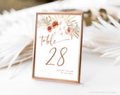 Wedding Table Number Template, Editable Wedding Table Numbers, Printable Table Signs, Pampas, Palm, Boho, Floral, Terracotta, VWC70, VWC69