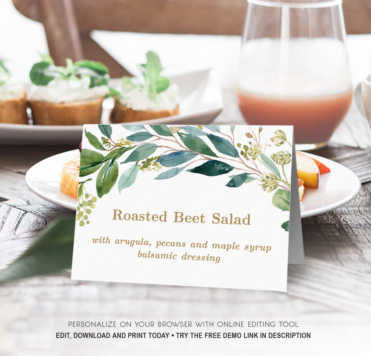 buffet-food-sign-tent-card-printable-buffet-food-label-template-editable-text-5-x3-5-folded-boho-greenery-vwc79-vwc77-etsy for Free Printable Food Tags For Buffet Buffet Food Sign, Tent Card, Printable Buffet Food Label Template, Editable Text, 5