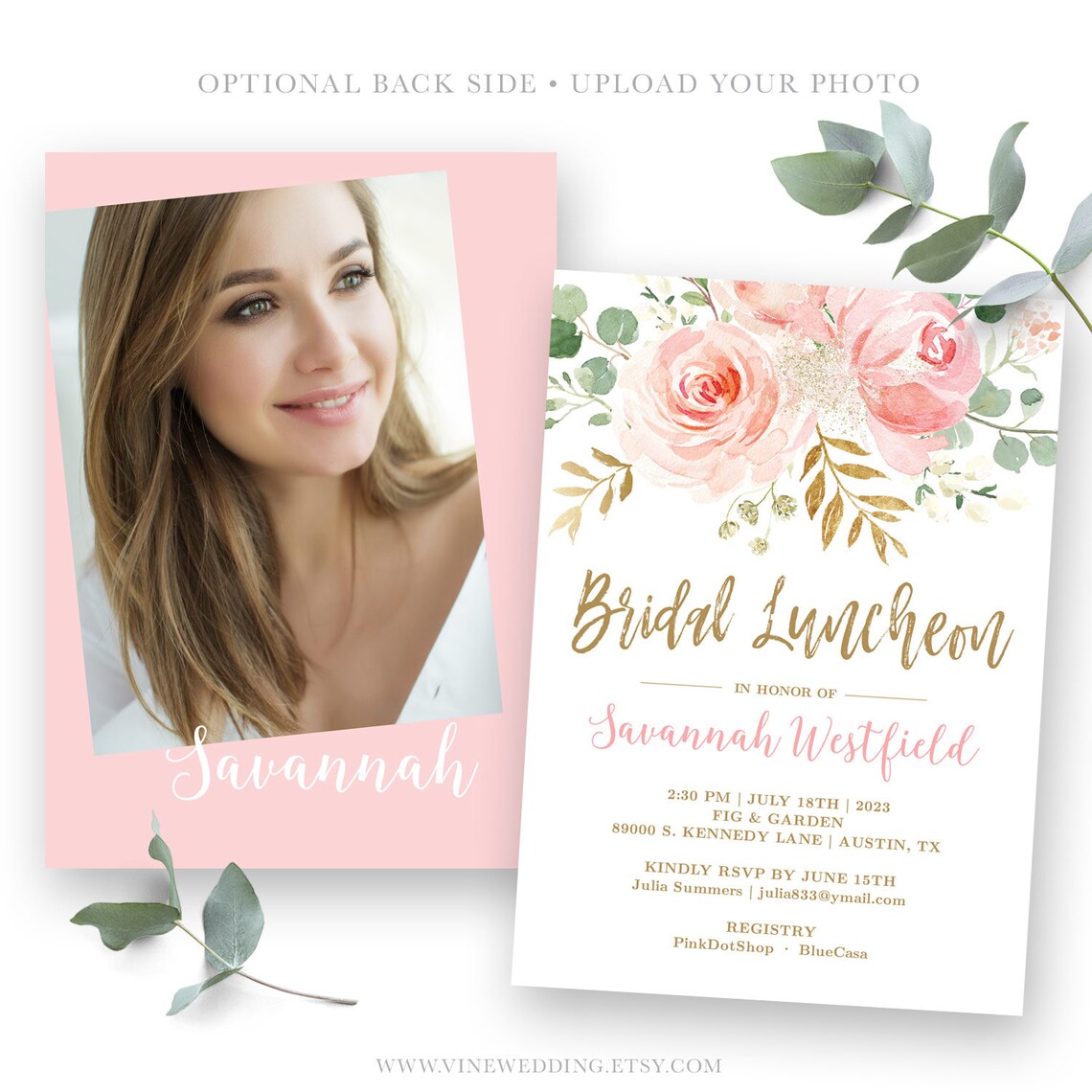 Bridal Luncheon Invitation Template Editable Printable - Etsy