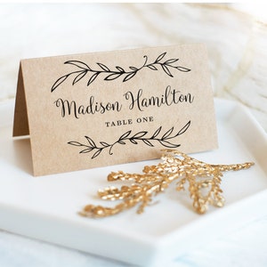 Rustic Place Card Template, Printable Wedding Place Cards and Escort Cards, DIY, Kraft Paper, Vintage Wedding, VW01