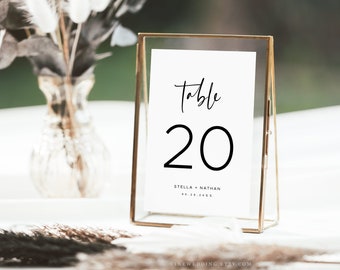 Wedding Table Number Template, Editable Wedding Table Numbers, Printable Table Number Signs, Minimalist, Modern, 5x7 and 4x6, VWC67