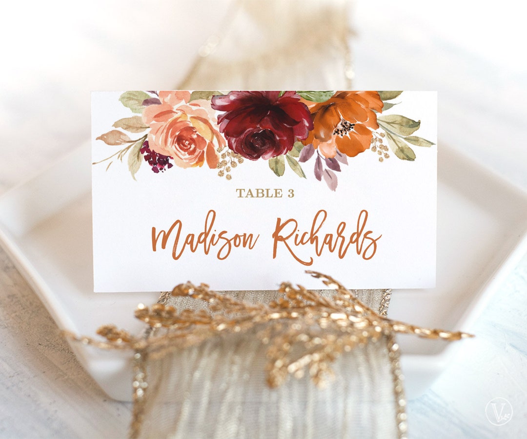 Editable Place Card and Escort Card Templates, Printable Place Cards ...