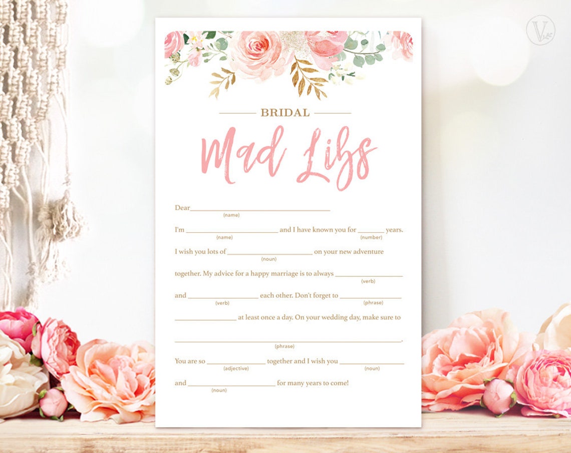 Bridal Shower Game Mad Libs Game Printable Bridal Party - Etsy