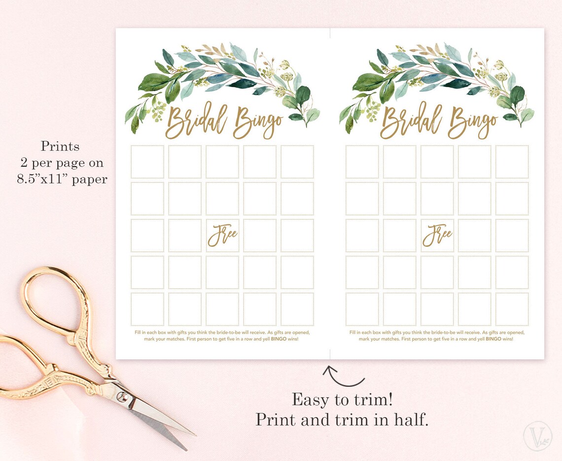 Bingo Bridal Shower Game Printable Bridal Party Games Bridal | Etsy