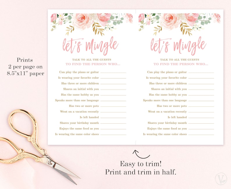 Bridal Shower Game Let's Mingle Game Printable Bridal - Etsy