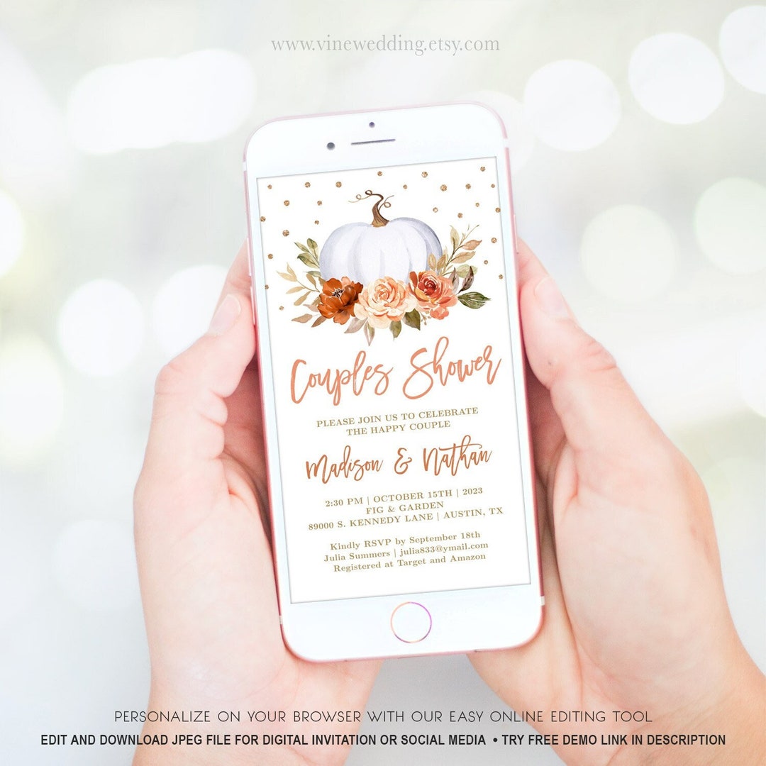 Editable Digital Couples Shower Invitation Template, Electronic, Phone ...