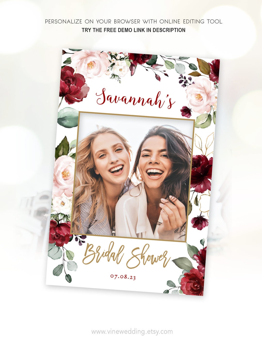 Bridal Shower Photo Prop Frame, Printable Bridal Shower Photo Prop ...