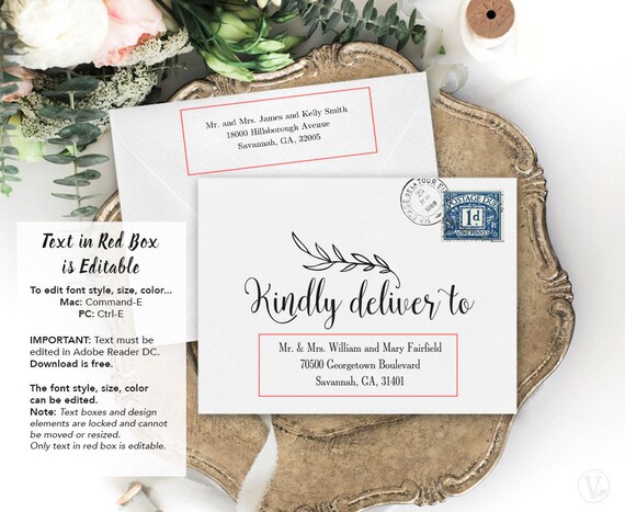 Wedding Envelopes Diy Wedding Envelope Addressing Template Etsy