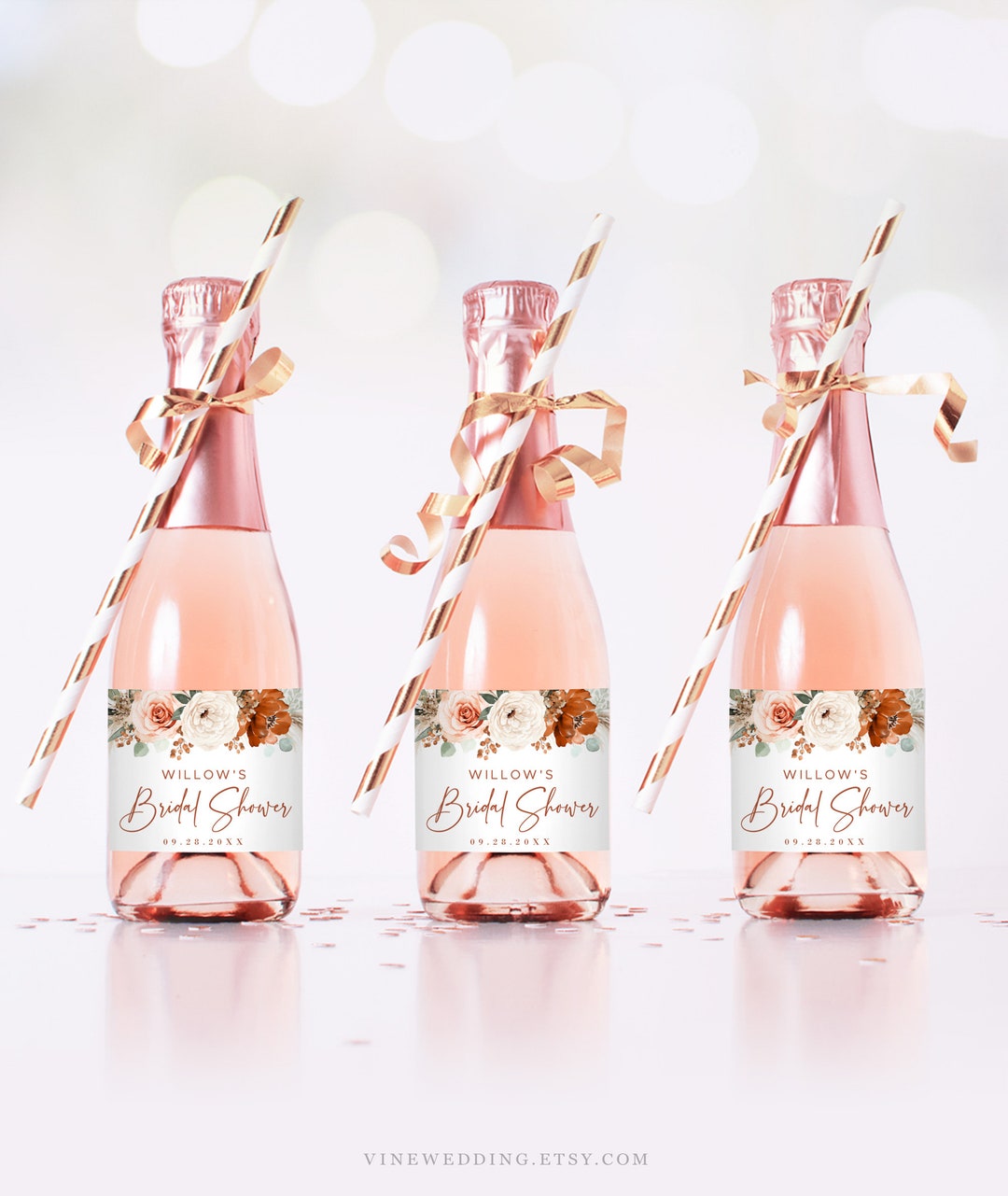 Mini Champagne Bottle Labels, Printable Mini Champagne Labels, Template ...