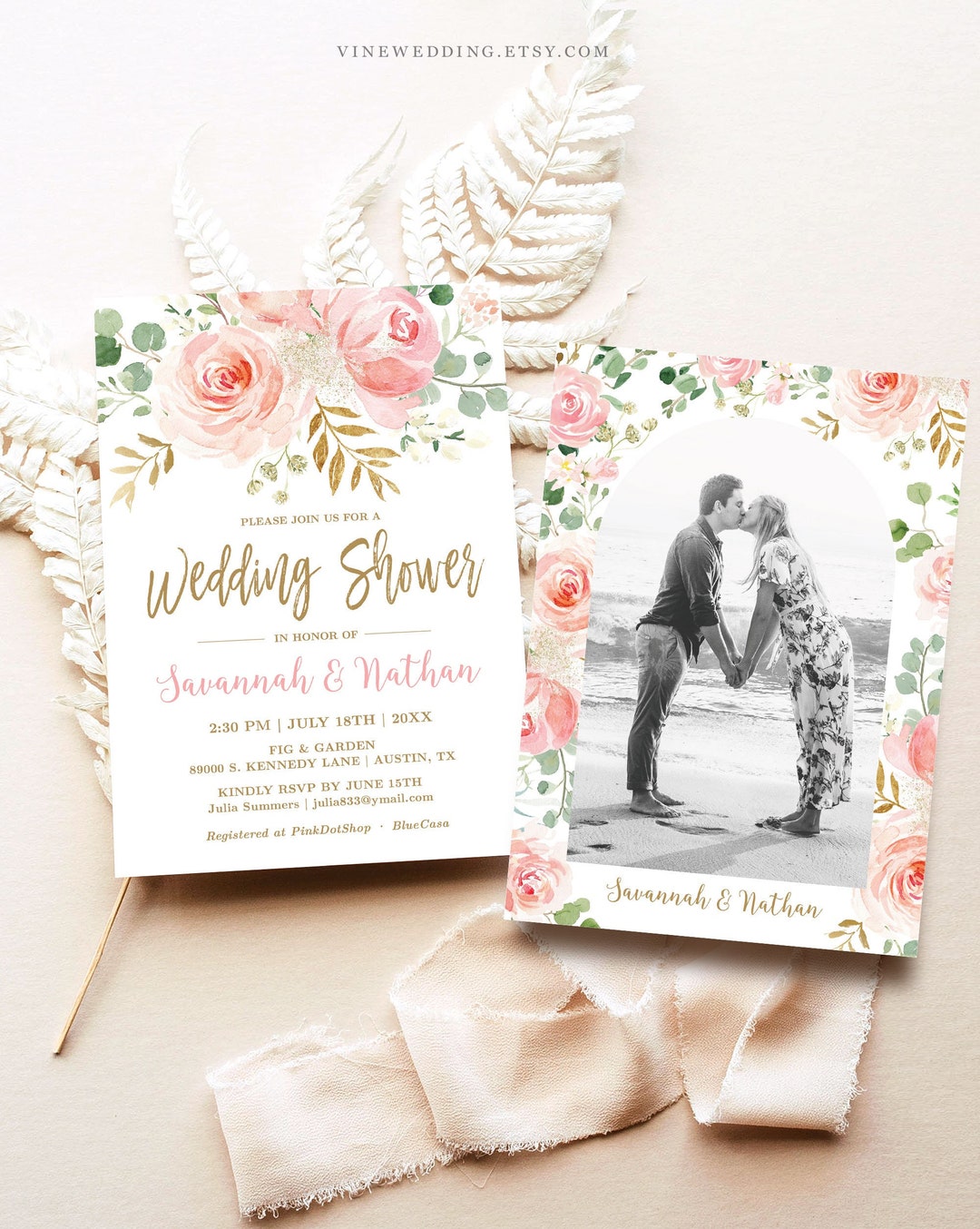 Wedding Shower Invitation Template, Editable, Printable Wedding Shower