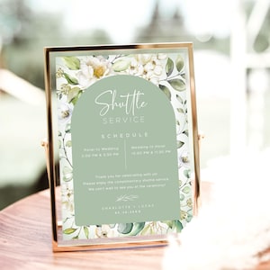 Wedding Shuttle Service Sign, Editable Wedding Shuttle Service Sign Template, Printable, 8x10 and 5x7, VWC66