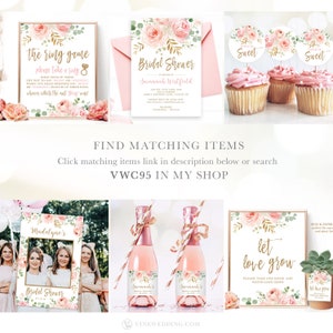 Blush Pink Floral Bridal Brunch Invitation Template, Editable, Printable Bridal Shower Brunch Invitation, Blush Pink and Gold, VWC95 image 7