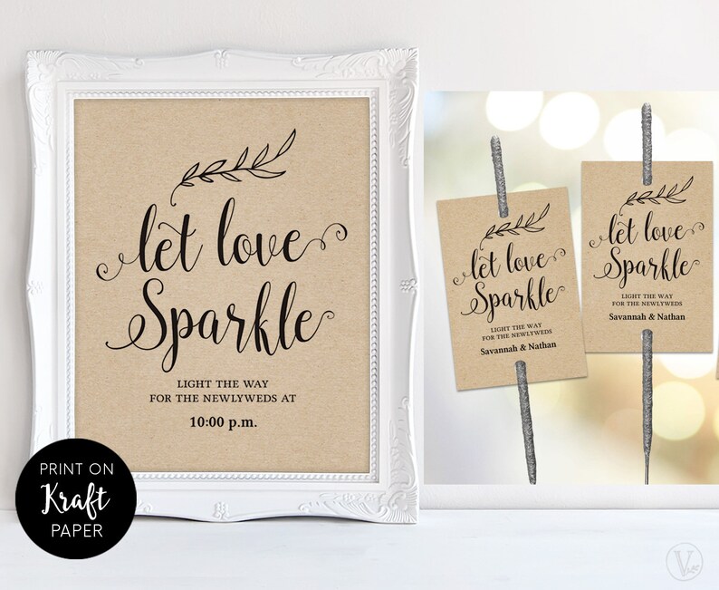 Sparkler Send Off Sign & Tags Set Printable Wedding