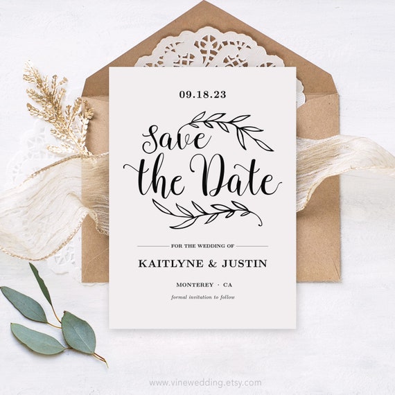 Save the Date Card, Printable Save the Date Template, Wedding Save