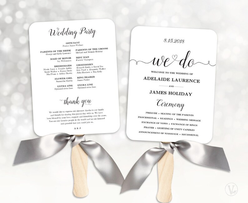 Wedding Fans Wedding Program Template Fan Wedding Program Etsy