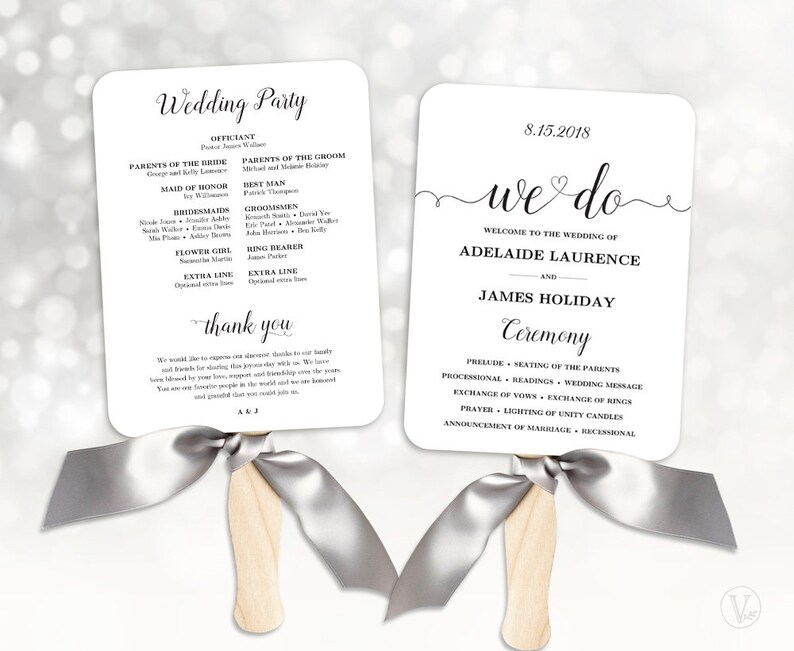 Wedding Fans Wedding Program Template Fan Wedding Program Etsy