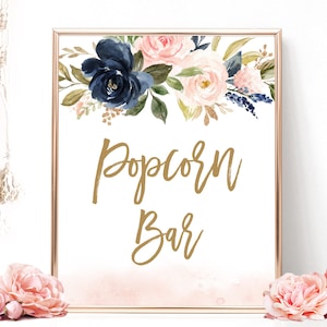 Popcorn Bar Sign, Printable Bridal Shower Sign, DIY Popcorn Bar Sign ...